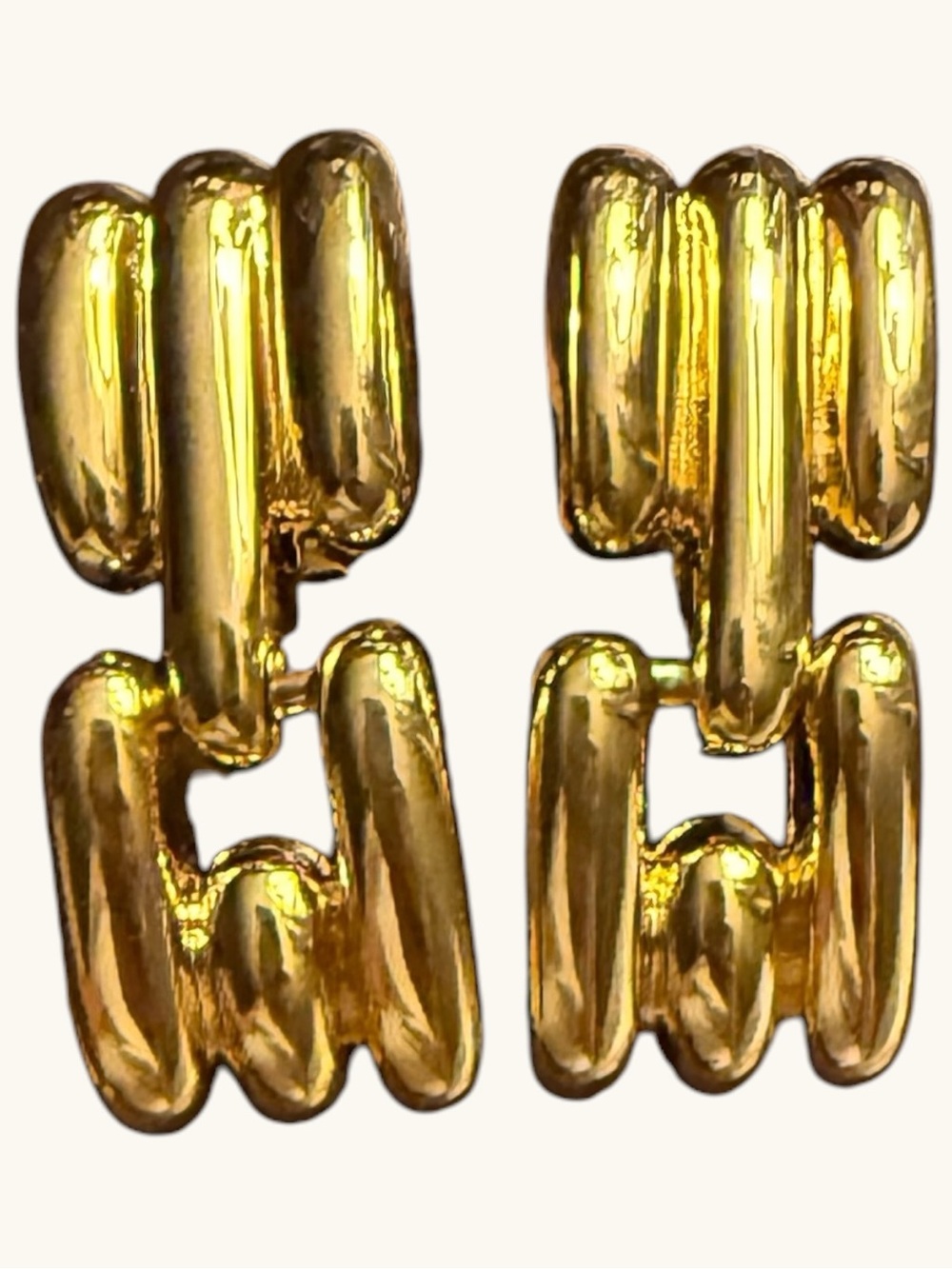 Joan Rivers Shiny Gold Sculptural Link Clip On Earrings